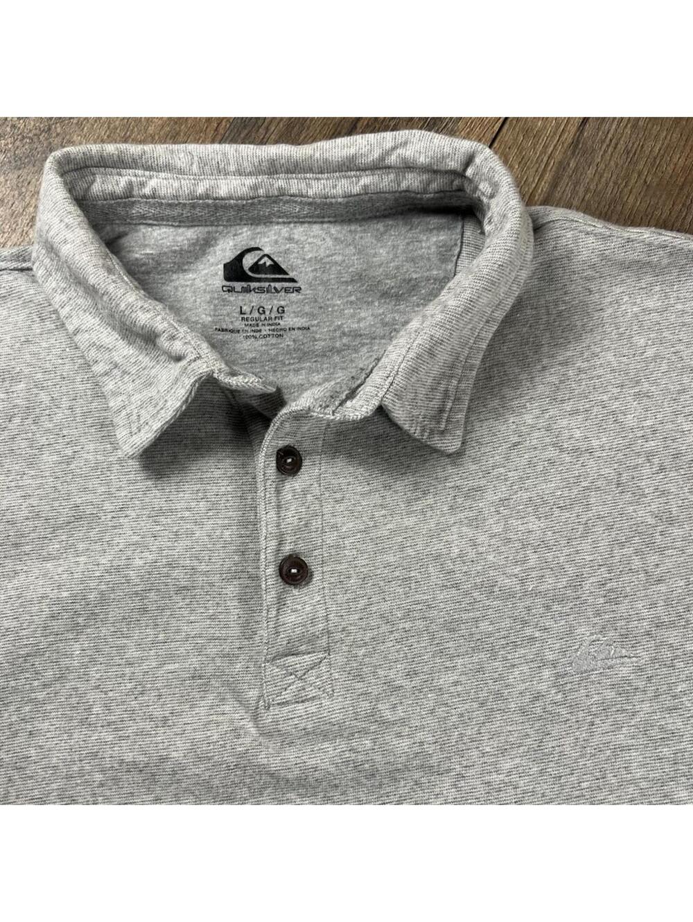 Quicksilver Sunset Cruise Gray Heather Men's Polo Shirt Stitched Logo Large Surf